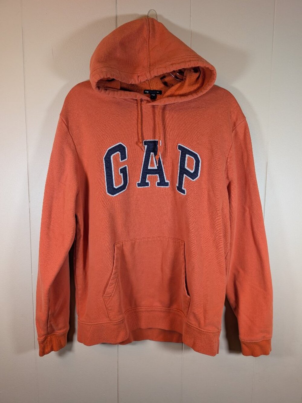 GAP Men's Large Burnt Orange Arch Logo Pullover Fleece Hoodie Varsity